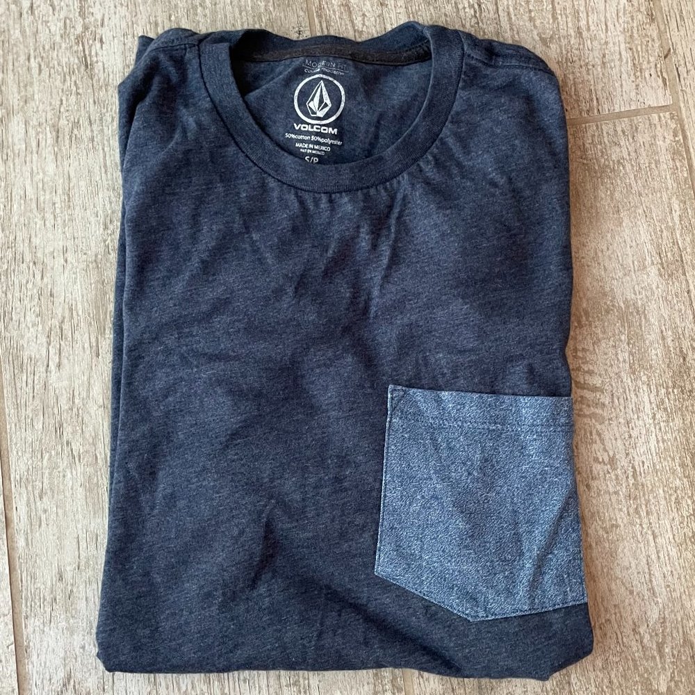 Volcom Blue Two-Toned Pocket Tee - Size S